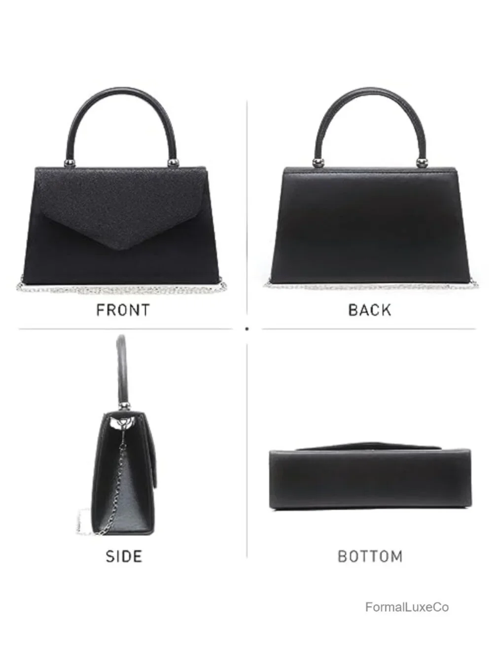 Elegant Evening Clutch with Frosted Glitter, Detachable Chain Strap, Snap